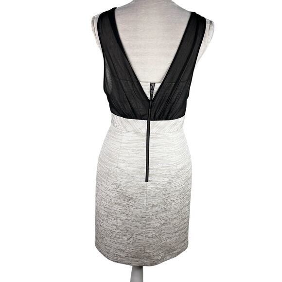 Max and Cleo Cocktail Dress Cream Black Sheer Overlay 8 Sleeveless - Picture 2 of 16